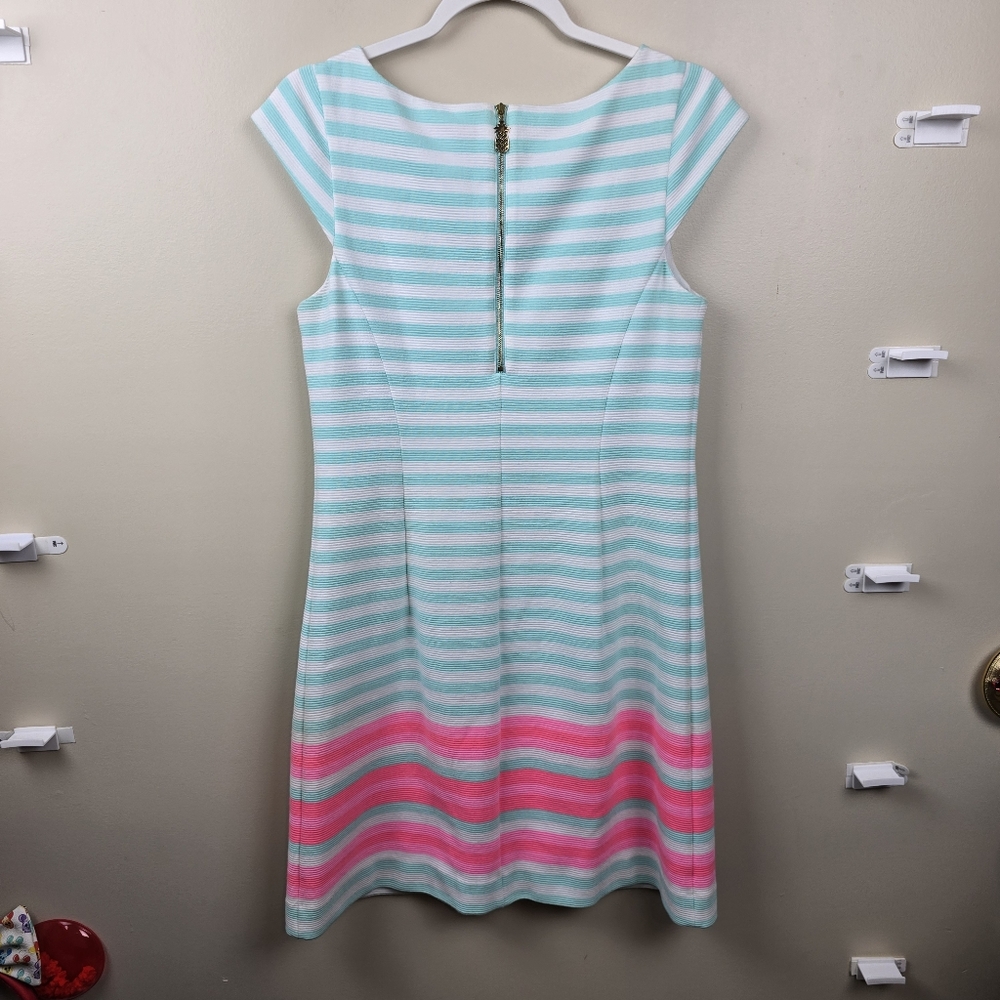 Lilly Pulitzer Cap Sleeve Lana Engineer Striped Dress in Poolside Blue Size M - Picture 9 of 11